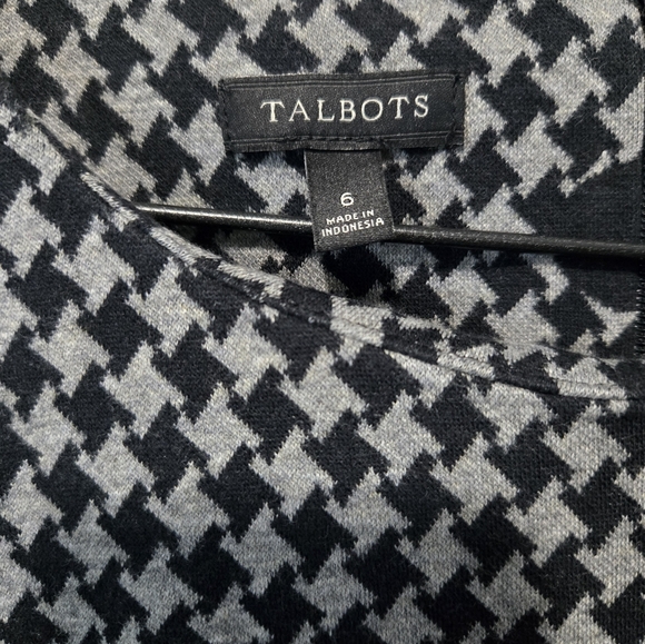 Talbot Chic Black and Gray Houndstooth Sheath Dress Size 6 - Picture 4 of 7
